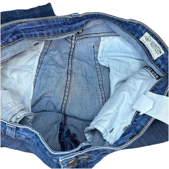 Aviator Style + Function Straight Fit Faded Indigo Zip Fly Jeans Men's‎ Size 38 - Picture 3 of 8